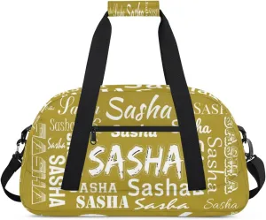 Custom Dance Gym Bags for Women, Personalized Name Sport Duffel Bag Weekender Bags Travel Duffel Bag Brown Gifts
