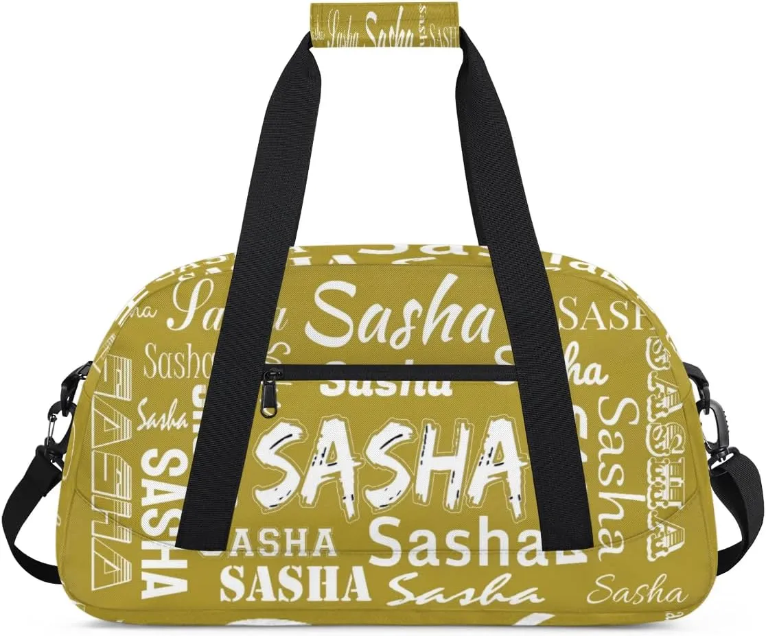 Custom Dance Gym Bags for Women, Personalized Name Sport Duffel Bag Weekender Bags Travel Duffel Bag Brown Gifts