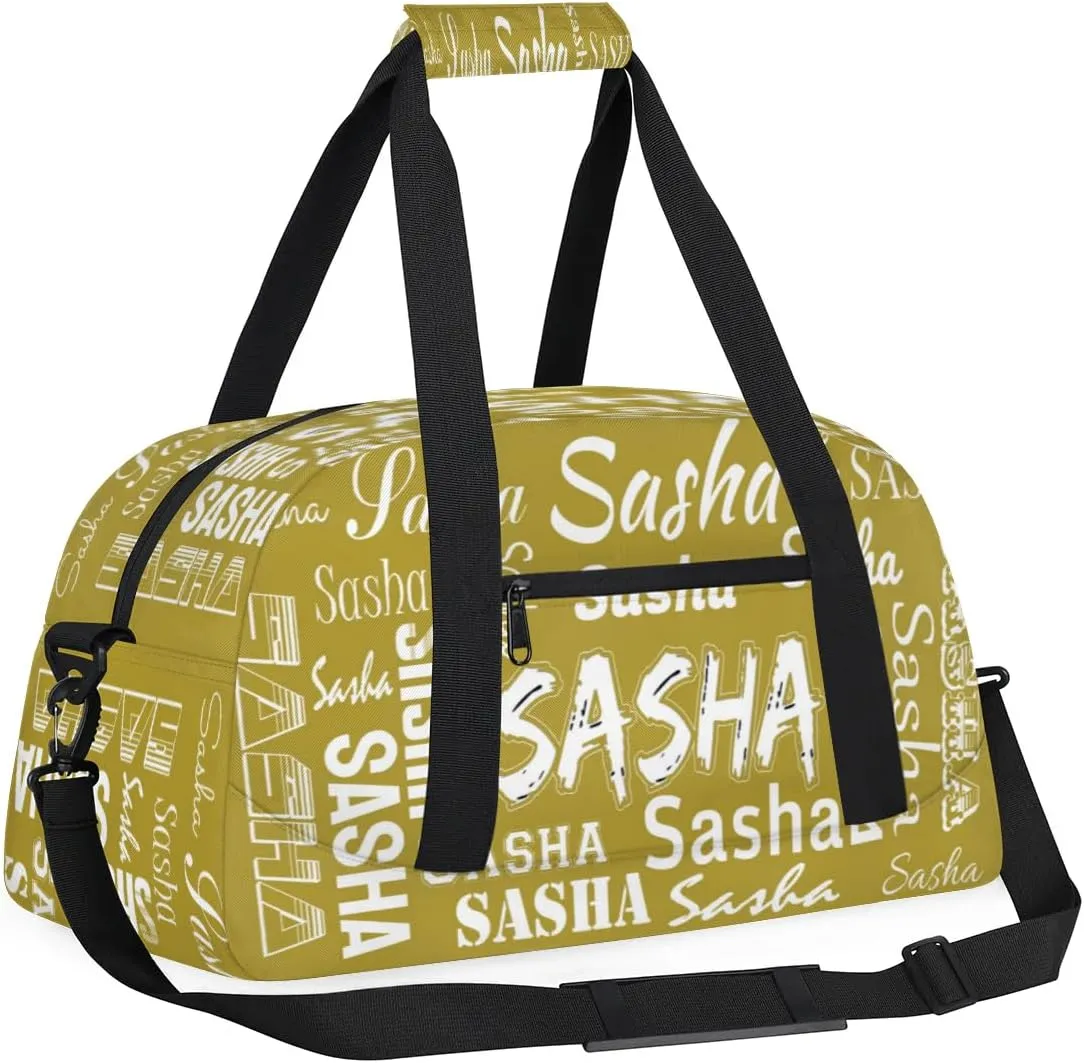 Custom Dance Gym Bags for Women, Personalized Name Sport Duffel Bag Weekender Bags Travel Duffel Bag Brown Gifts