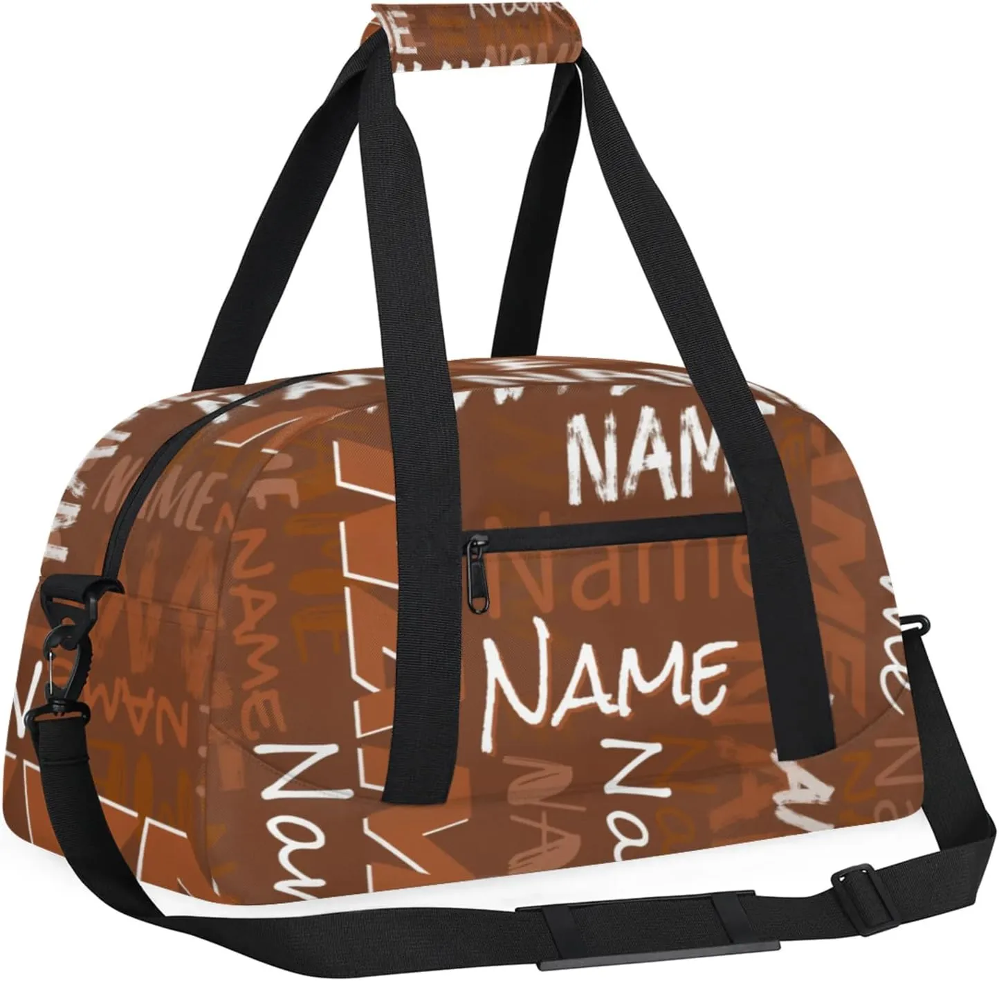 Custom Gym Bag, Personalized Sports Duffel Bag, Waterproof Lightweight Shoulder Weekender Bag, Travel Bag, Carry on Training Bag for Women Men Brown