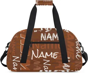 Custom Gym Bag, Personalized Sports Duffel Bag, Waterproof Lightweight Shoulder Weekender Bag, Travel Bag, Carry on Training Bag for Women Men Brown