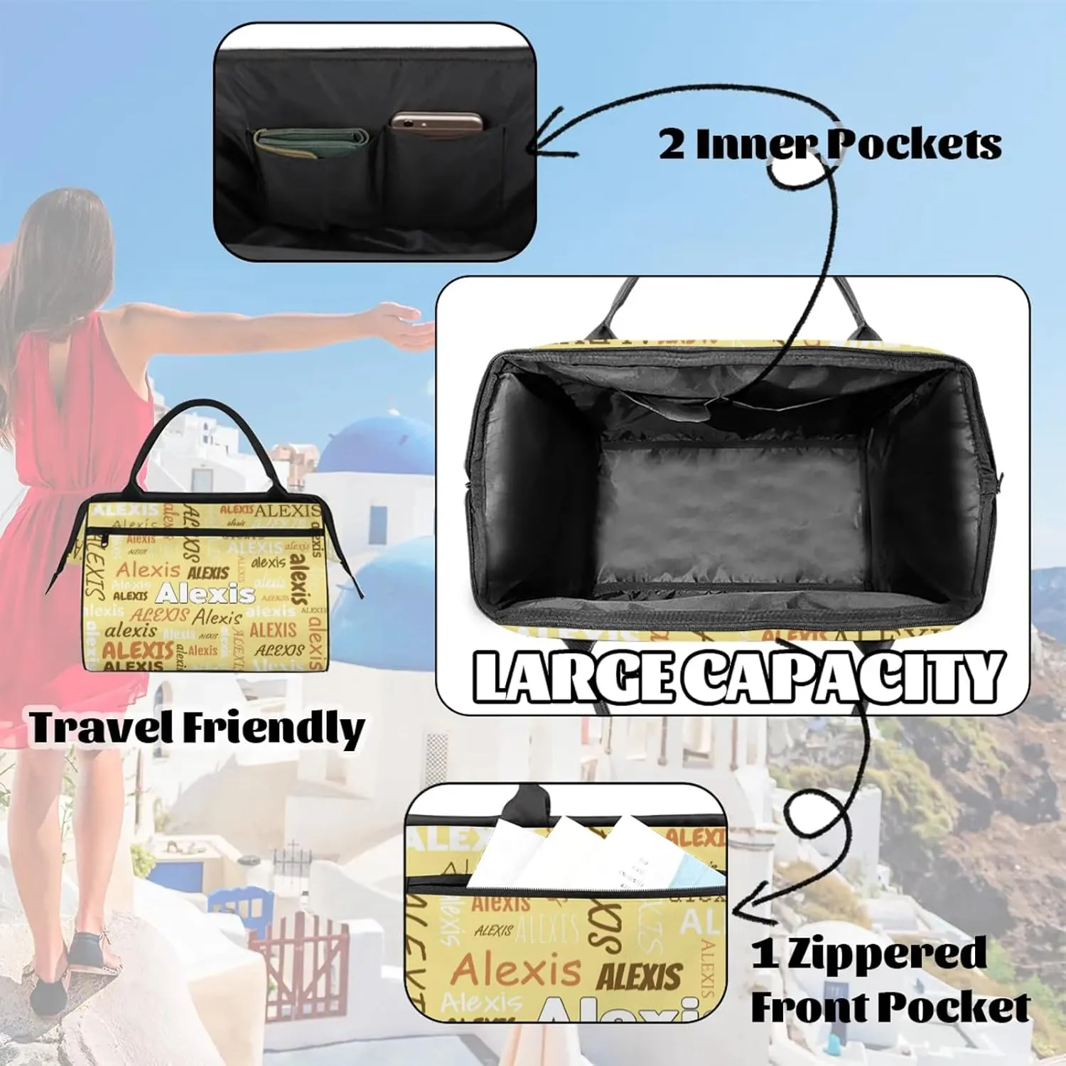 Custom Gymnastics Duffel Bag Personalized Name Dance Ballet Bags Waterproof