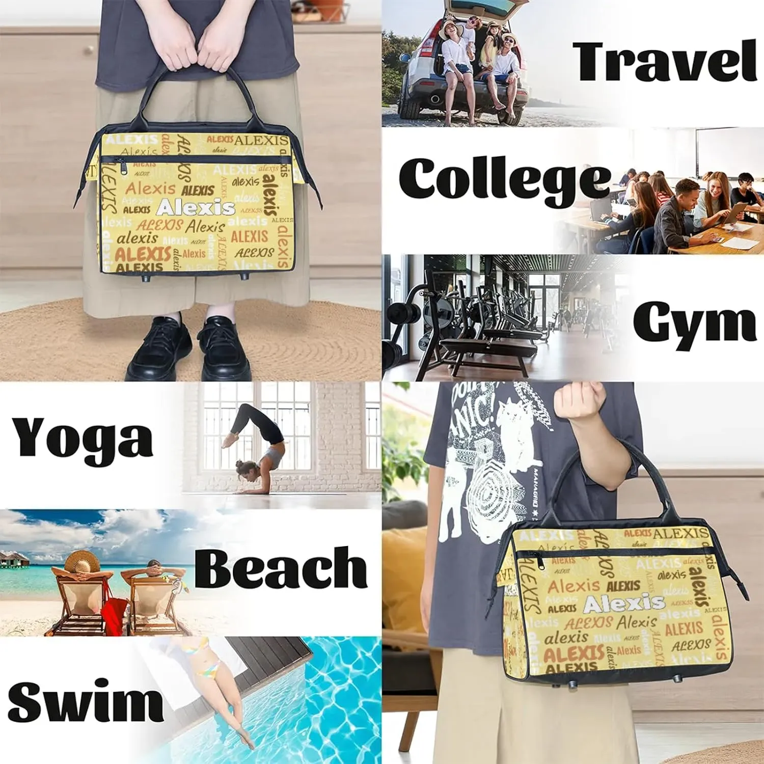 Custom Gymnastics Duffel Bag Personalized Name Dance Ballet Bags Waterproof
