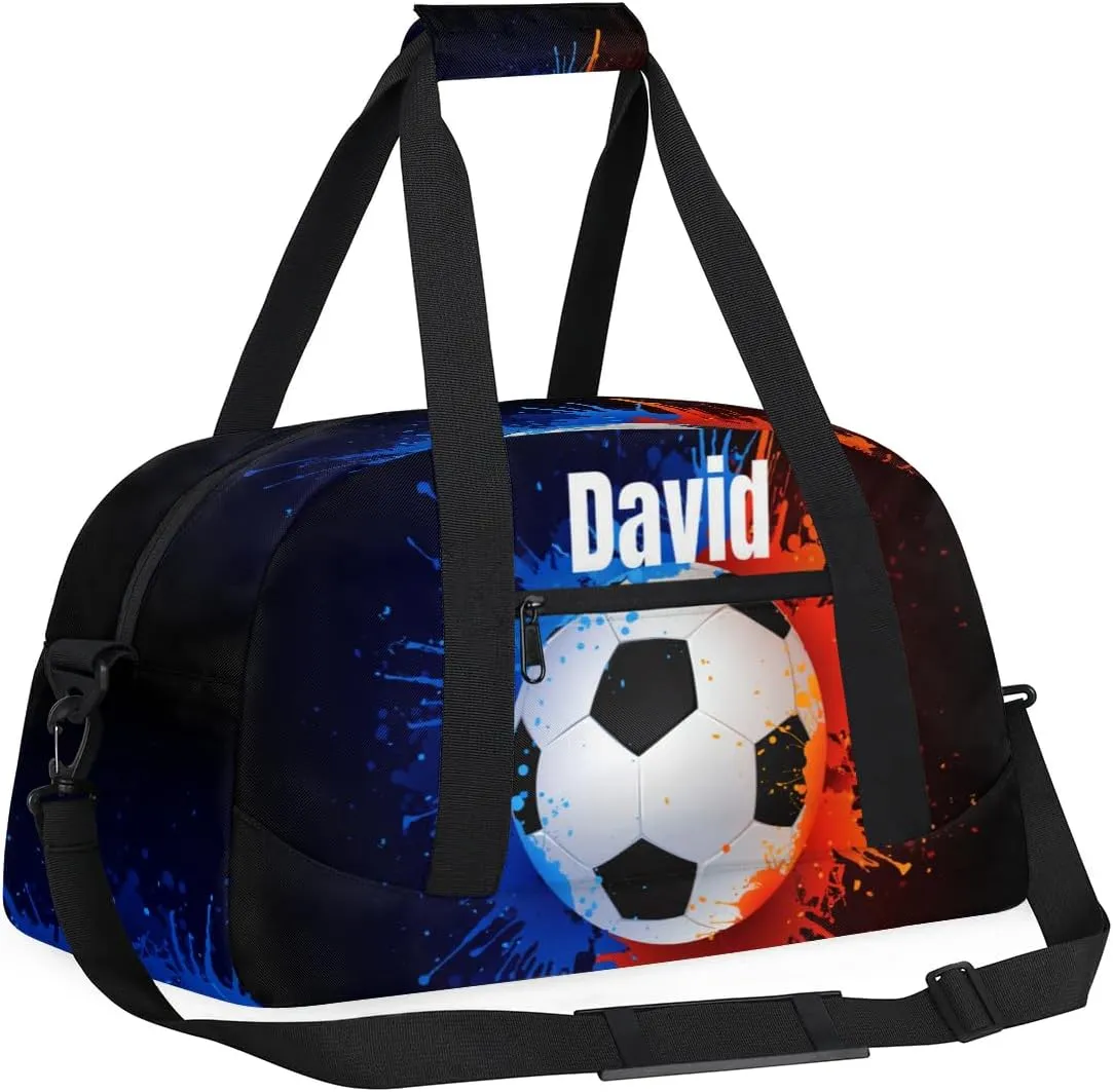 Custom Kids Duffel Bag Sport Gym Bag, Personalized Carry On Weekender Bag Travel Bag Gift for Girl Boys Water Fire Soccer