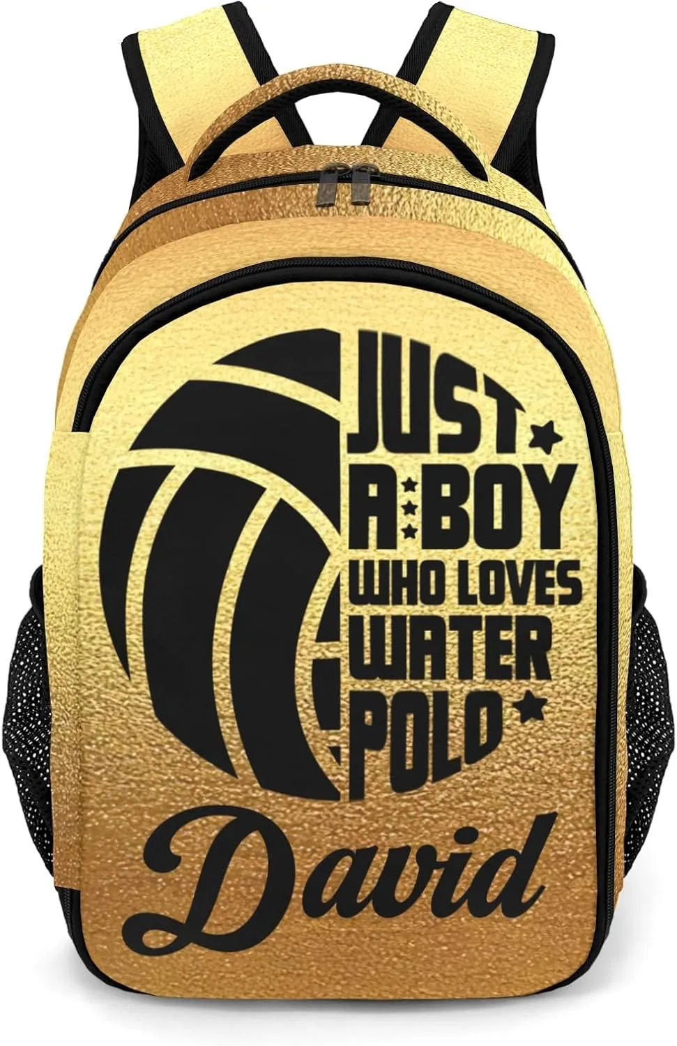Custom Love Water Polo Backpack Custom Multifunctional Waterproof Laptop Bag for Boy Girl Travel Gift Golden Yellow