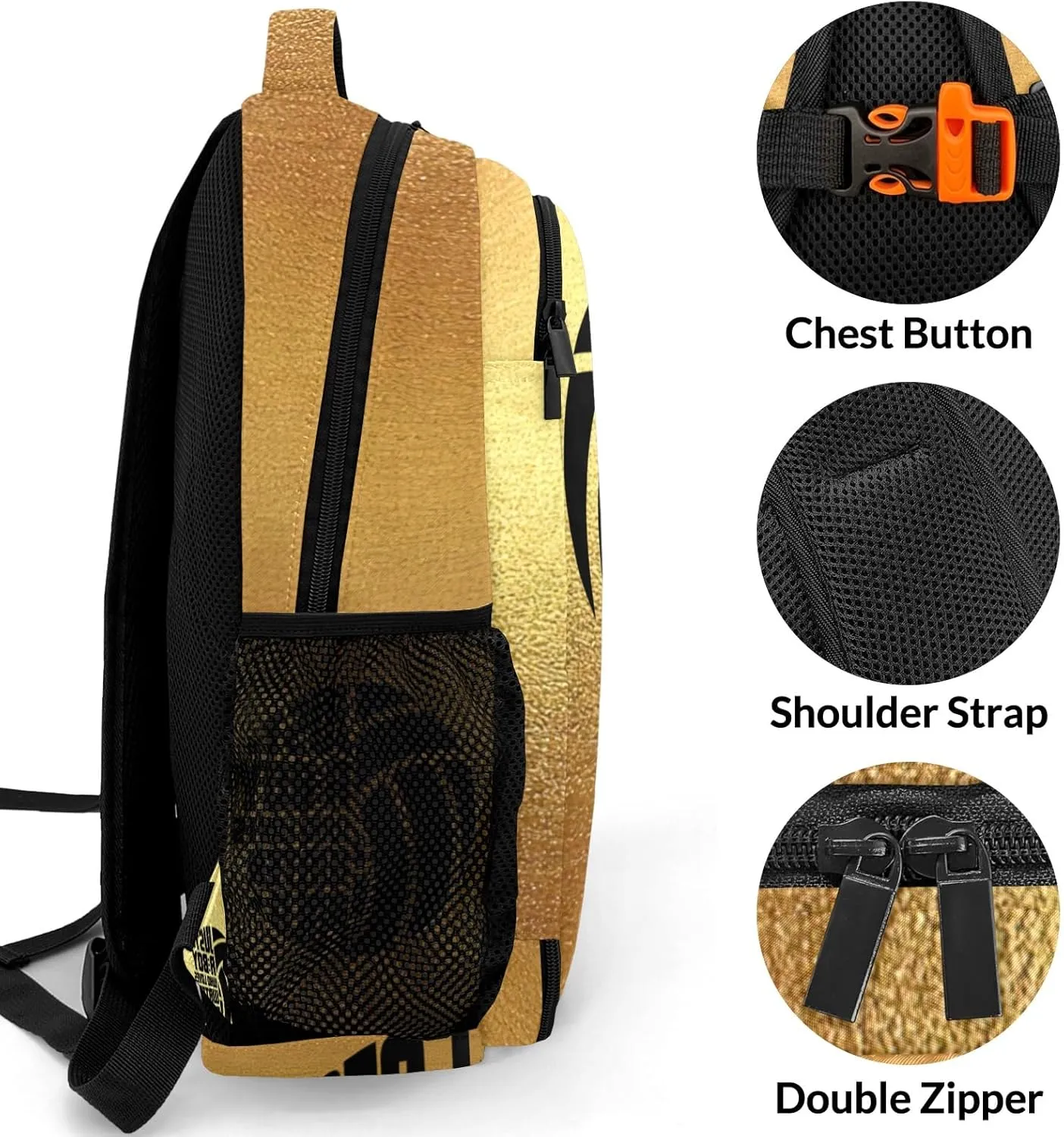 Custom Love Water Polo Backpack Custom Multifunctional Waterproof Laptop Bag for Boy Girl Travel Gift Golden Yellow