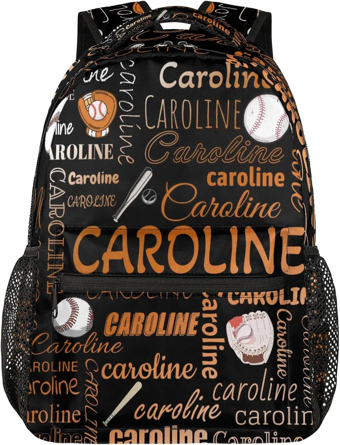 Custom Name Backpack Baseball Lightweight Personalized Shoulder Bag Backpacks Waterproof Casual Daypack Travel Laptop Bag for Travel Work Picnic 16in