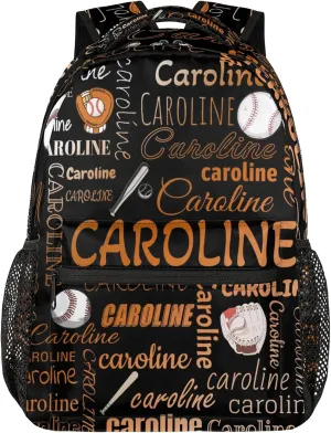 Custom Name Backpack Baseball Lightweight Personalized Shoulder Bag Backpacks Waterproof Casual Daypack Travel Laptop Bag for Travel Work Picnic 16in