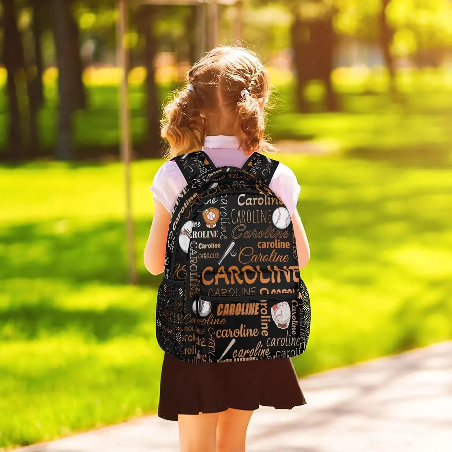 Custom Name Backpack Baseball Lightweight Personalized Shoulder Bag Backpacks Waterproof Casual Daypack Travel Laptop Bag for Travel Work Picnic 16in