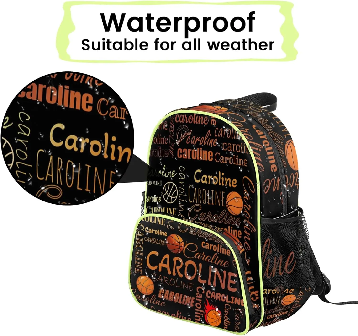 Custom Name Backpack Basketball Lightweight Personalized Shoulder Bag Backpacks Waterproof