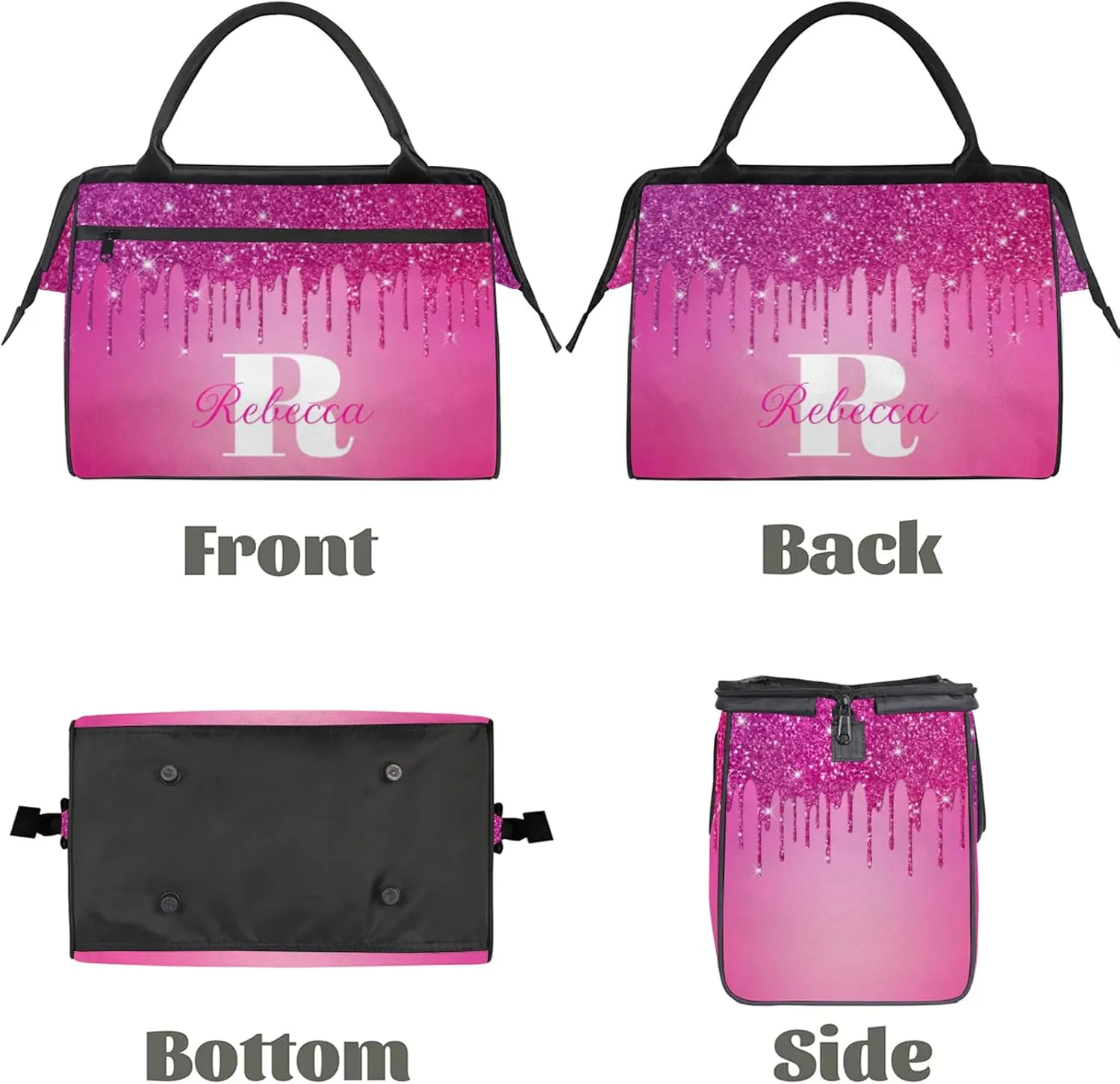 Custom Name Sports Duffel Bag Personalized Dance Gym Bag for Women Men Overnight Weekender Travel Duffel Bags Lightweight 15.2in, Berry