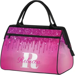 Custom Name Sports Duffel Bag Personalized Dance Gym Bag for Women Men Overnight Weekender Travel Duffel Bags Lightweight 15.2in, Berry