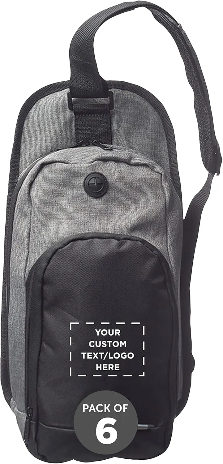 Custom O Valley Crossbody Shoulder Bag Set of 6, Personalized Bulk Pack - Perfect for Employees, and For Everyday Use - Grey