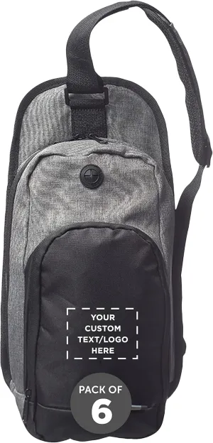 Custom O Valley Crossbody Shoulder Bag Set of 6, Personalized Bulk Pack - Perfect for Employees, and For Everyday Use - Grey