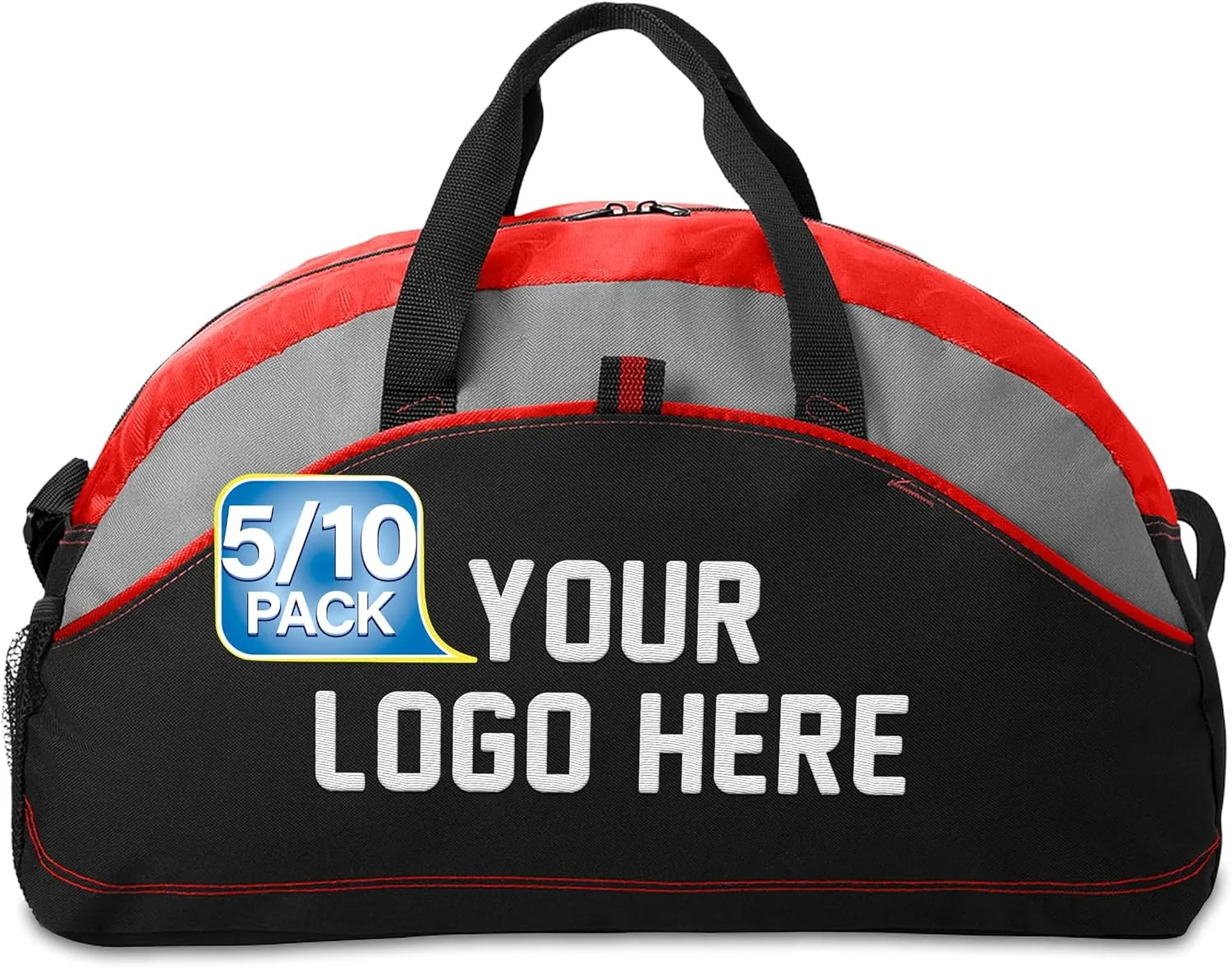 Custom Sport Duffel Bag Add Your Embroidered Logo 5/10 Pack Medium Sport Gym Water Resistant Duffel Bag Red