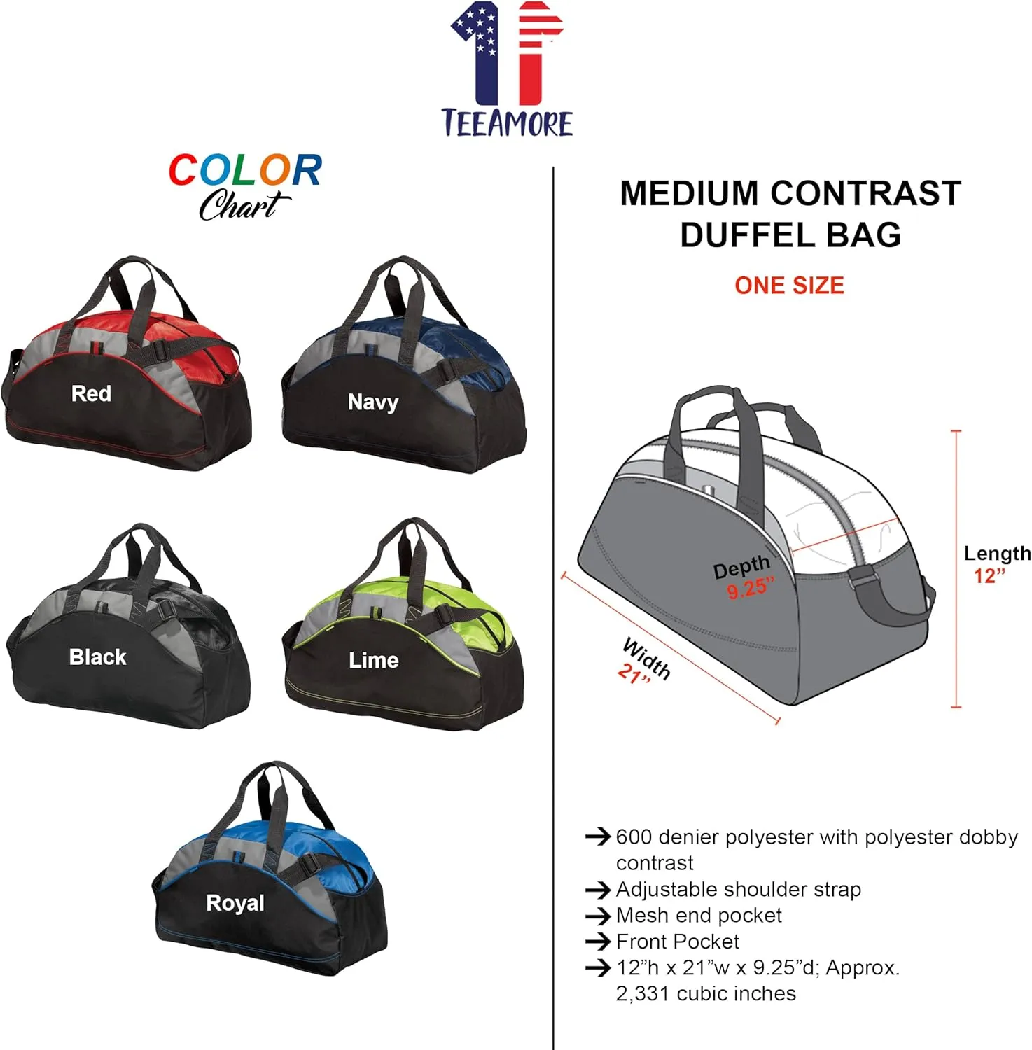 Custom Sport Duffel Bag Add Your Embroidered Monogram Medium Contrast Sport Gym Travel Water Resistant Duffel Bag Navy