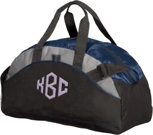 Custom Sport Duffel Bag Add Your Embroidered Monogram Medium Contrast Sport Gym Travel Water Resistant Duffel Bag Navy