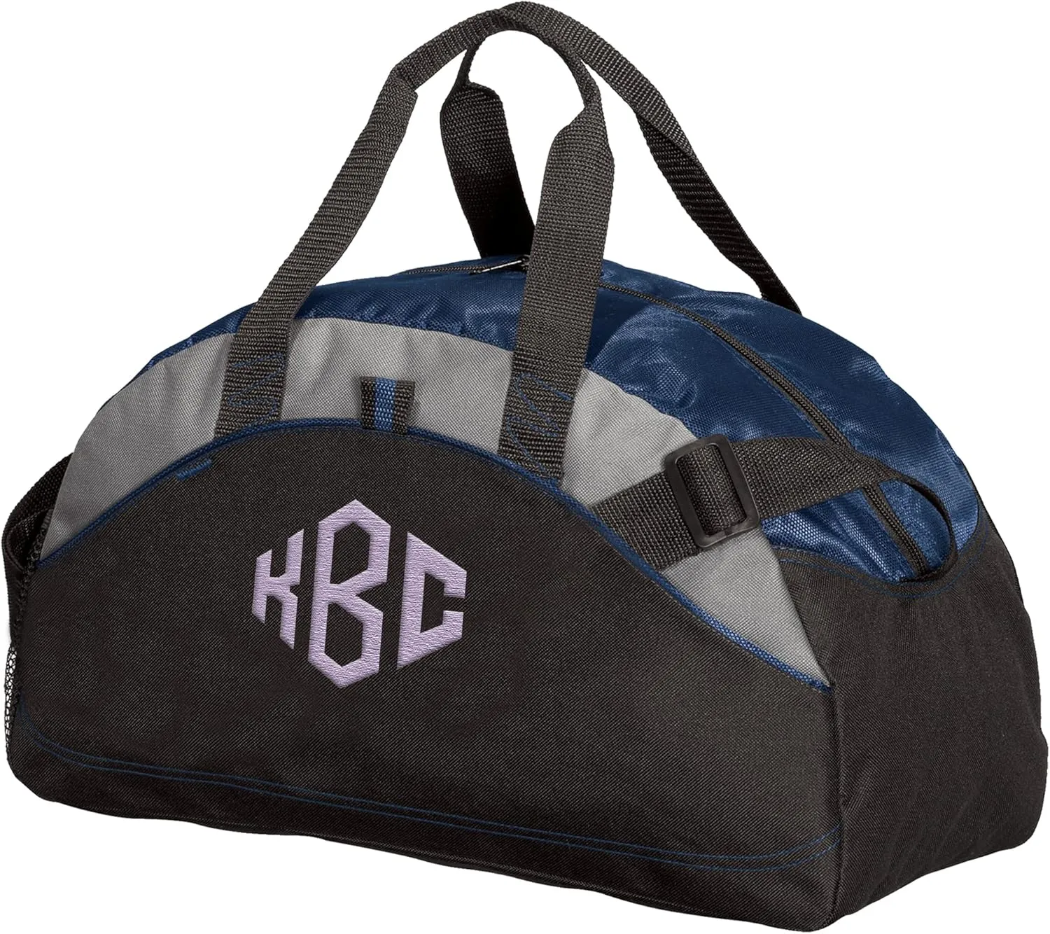 Custom Sport Duffel Bag Add Your Embroidered Monogram Medium Contrast Sport Gym Travel Water Resistant Duffel Bag Navy