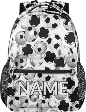 Custom Sports Soccer Backpack with Name Personalized Waterproof Casual Daypack Black White Customize Laptop Backpacks for Women Men