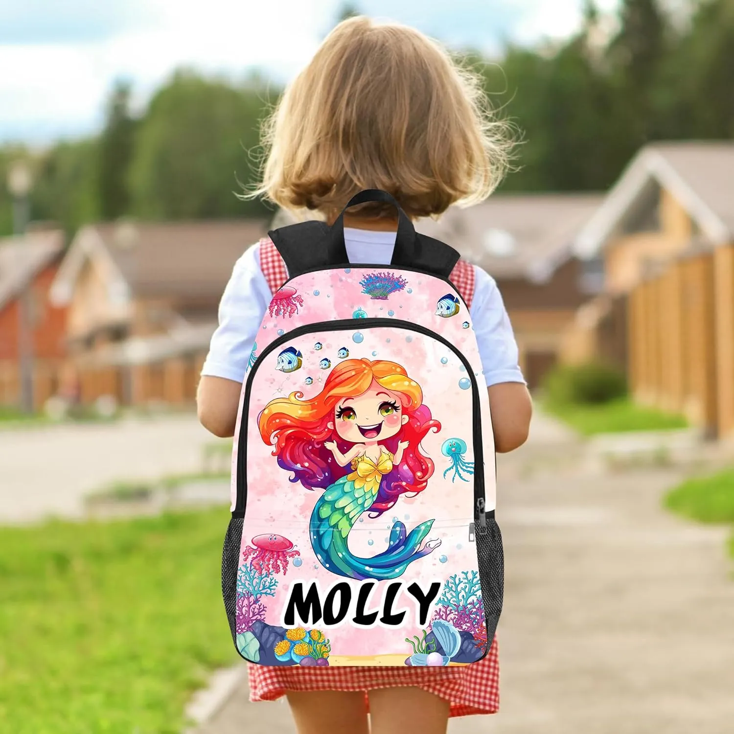 Custom Toddler Backpack for Teen Girls, Personalized Kids Backpacks for Preschool Kindergarten Elementary with Name, Customized Mermaid BookBags School Bag for Students Daughter Back to School Gifts