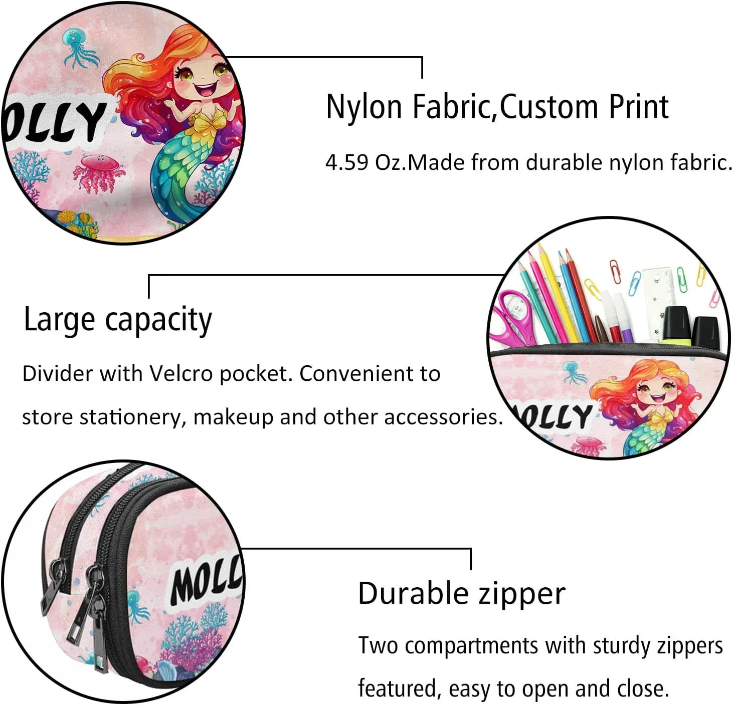 Custom Toddler Backpack for Teen Girls, Personalized Kids Backpacks for Preschool Kindergarten Elementary with Name, Customized Mermaid BookBags School Bag for Students Daughter Back to School Gifts