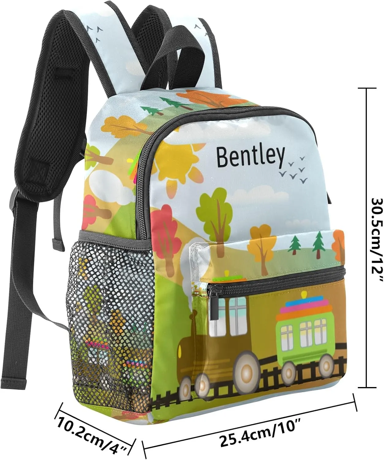 Custom Toddler Kids Bag,Train Tree Bird Personalized Preschool Backpack for Gift Boys Girl Nursery Bags