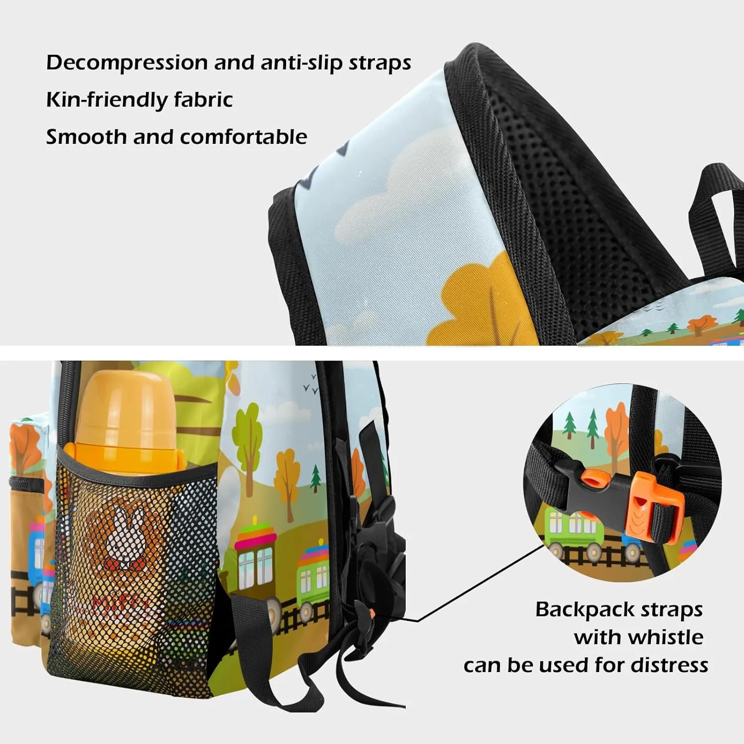 Custom Toddler Kids Bag,Train Tree Bird Personalized Preschool Backpack for Gift Boys Girl Nursery Bags