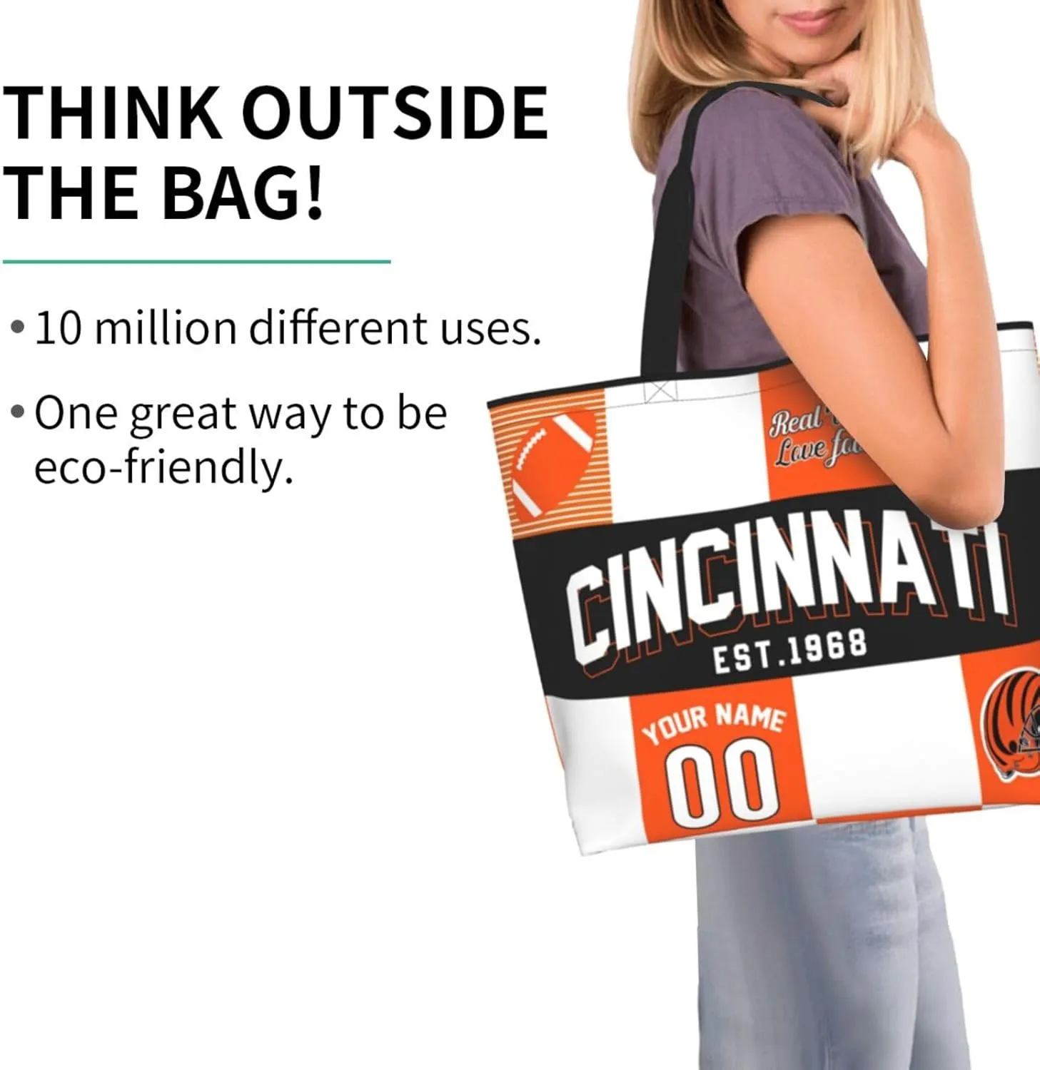 Custom Tote Bags Custom Football Bag Personalized Add Your Name and Number Shoulder Bag Beach Bag For Women Fans Gift