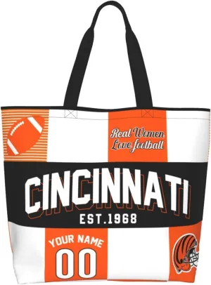 Custom Tote Bags Custom Football Bag Personalized Add Your Name and Number Shoulder Bag Beach Bag For Women Fans Gift