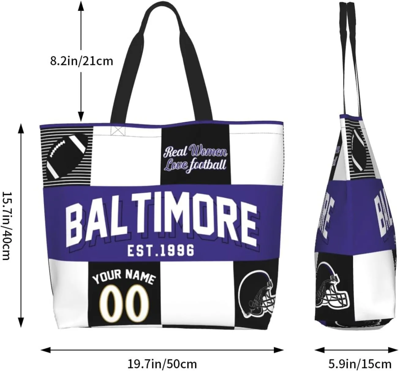 Custom Tote Bags Custom Football Bag Personalized Add Your Name and Number Shoulder Bag Beach Bag For Women Fans Gift