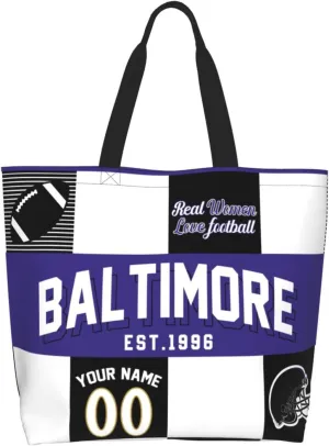 Custom Tote Bags Custom Football Bag Personalized Add Your Name and Number Shoulder Bag Beach Bag For Women Fans Gift