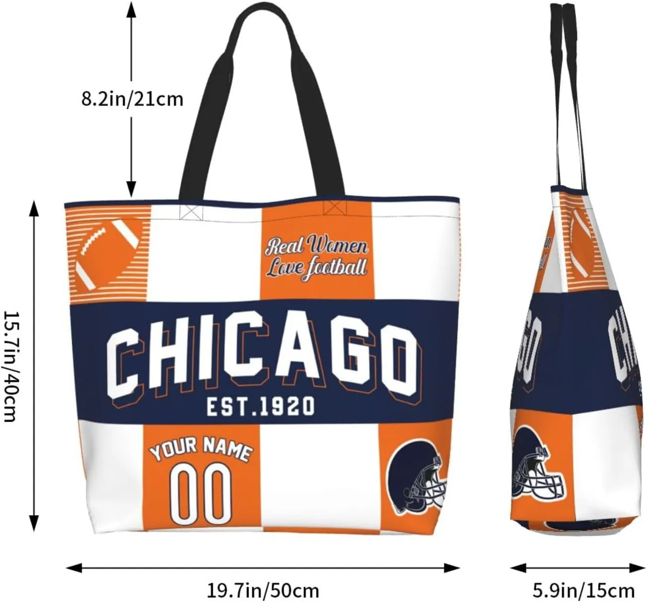 Custom Tote Bags Custom Football Bag Personalized Add Your Name and Number Shoulder Bag Beach Bag For Women Fans Gift