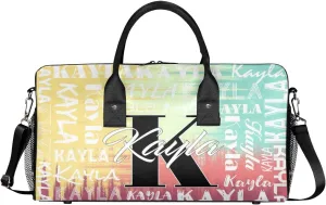 Custom Travel Bag, Personalized Duffle Bag with Initials Name, Sports Dance Gym Tote Bags Weekender Overnight Bag for Women Men, Colorful