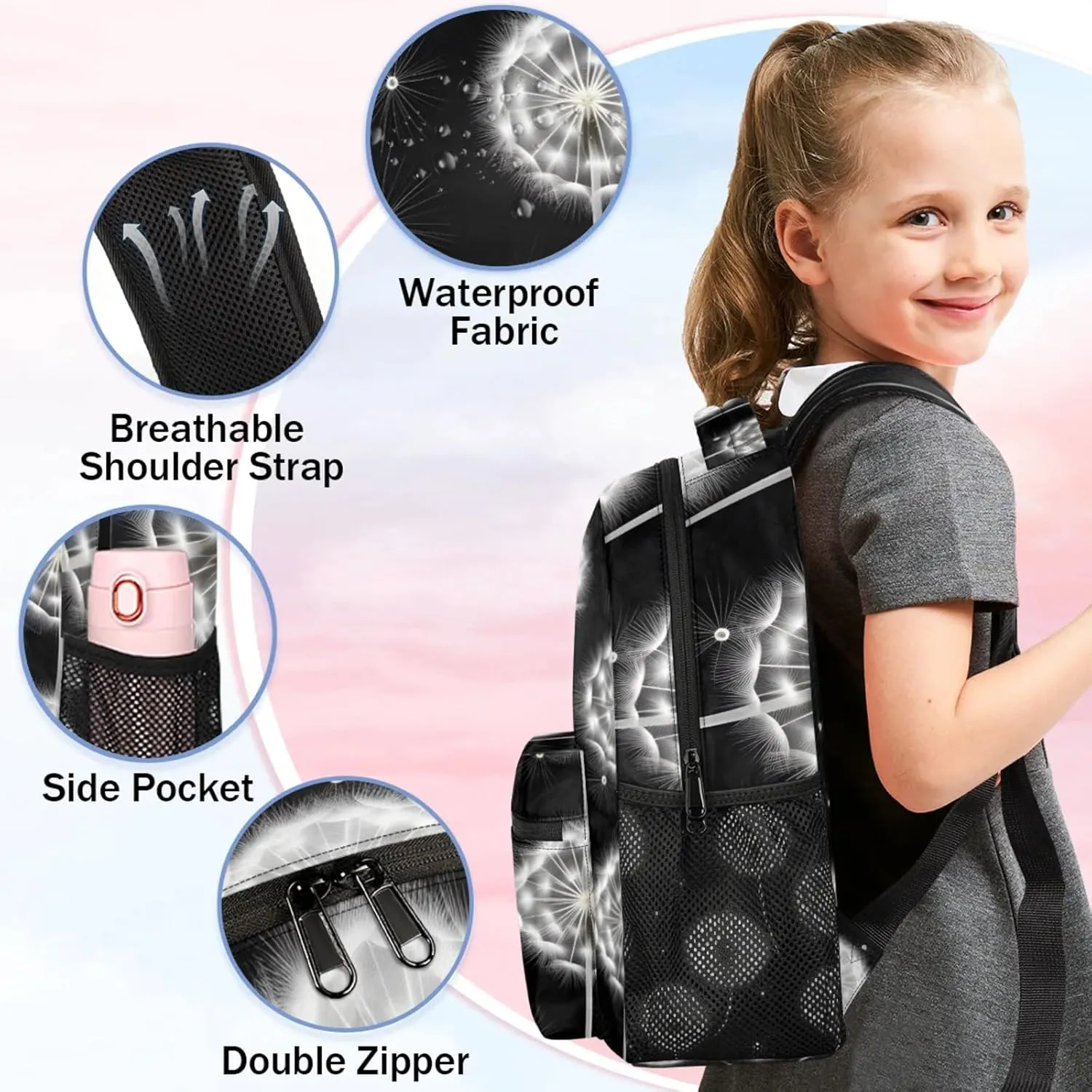 Custom Vintage Dandelion Backpack with Name Personalized Waterproof Casual Daypack Rustic Farm Plant Customize Laptop Backpacks for Women Men