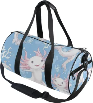 Cute and Pink Axolotls Algae Gym Duffle Bag Women Men Sports Fitness Bag for Travel Workout Gymnastics Dance Ballet