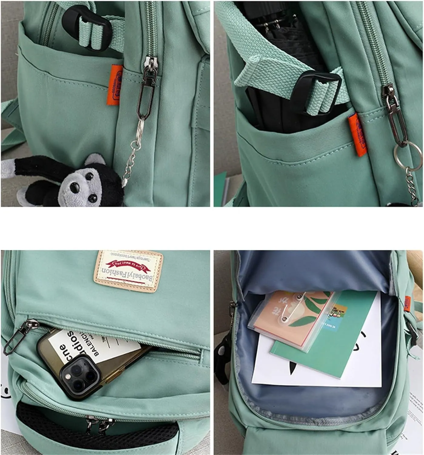 Cute Backpack Bag Large Capacity Nylon Waterproof Lightweight Bookbags Casual Laptop Daypack Work College Travel-Black
