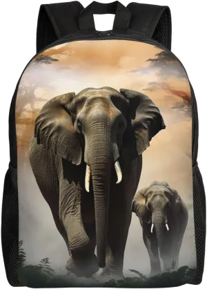 Cute Backpack Waterproof Lightweight Casual Daypack Elephant In The Fog Travel Laptop Bag For Women Men
