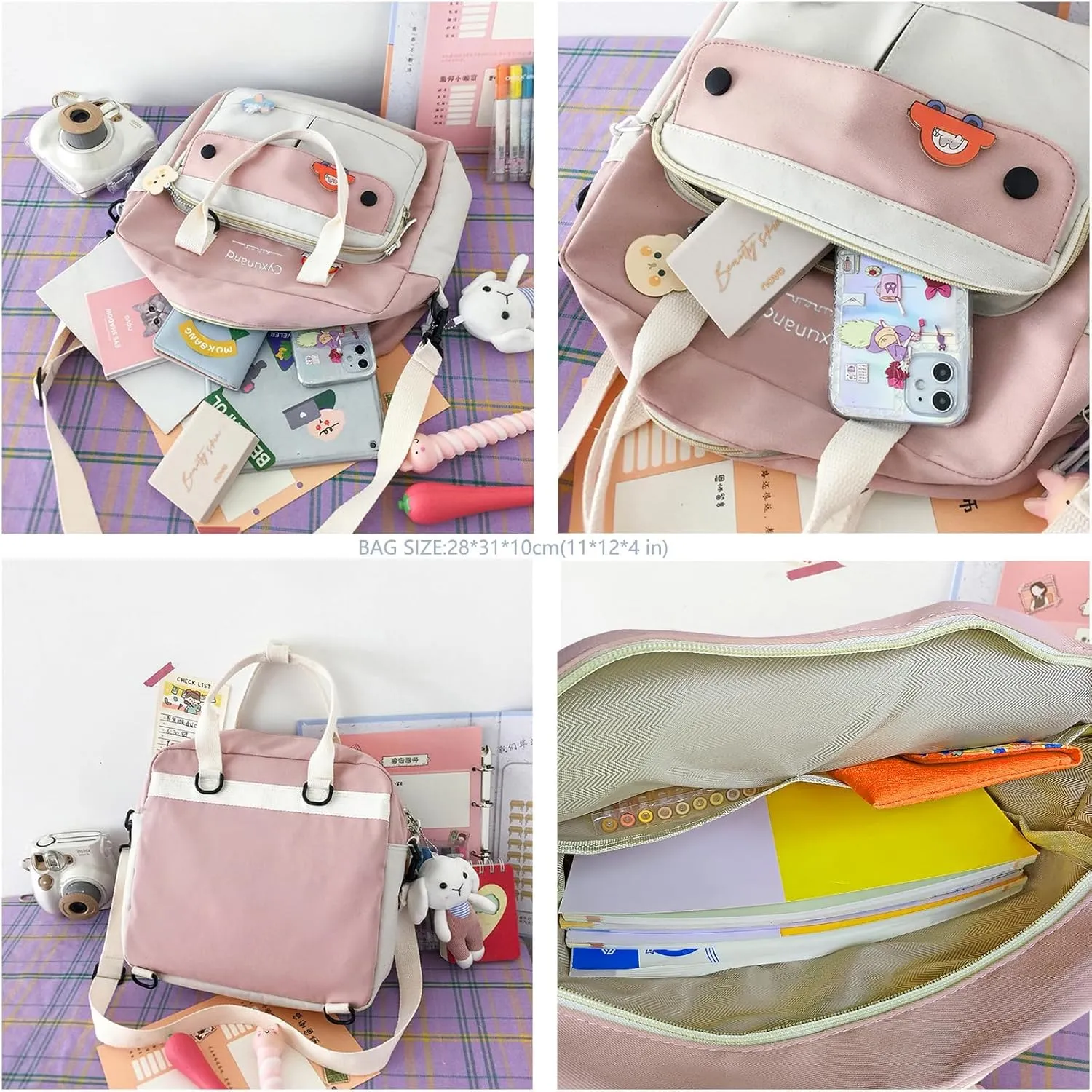 Cute Bags Kawaii Backpack Messenger Bag For School,Aesthetic Backpacks Multifunction Laptop Japanese Ita for Teen Girls Kids Lunch Totes
