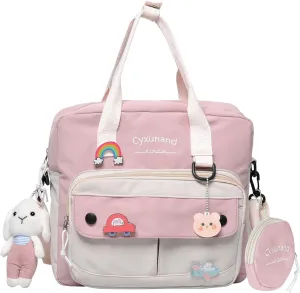 Cute Bags Kawaii Backpack Messenger Bag For School,Aesthetic Backpacks Multifunction Laptop Japanese Ita for Teen Girls Kids Lunch Totes