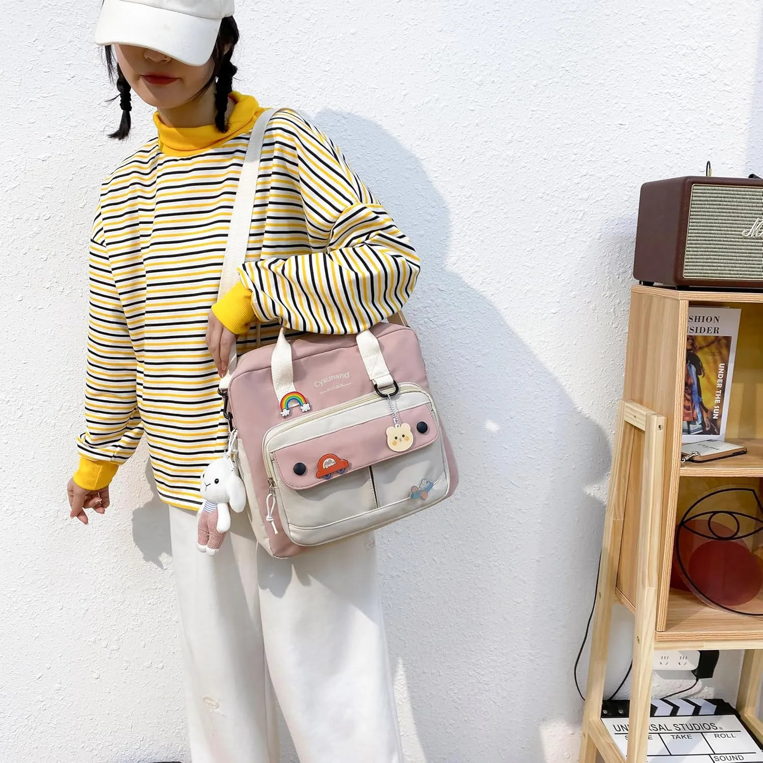 Cute Bags Kawaii Backpack Messenger Bag For School,Aesthetic Backpacks Multifunction Laptop Japanese Ita for Teen Girls Kids Lunch Totes