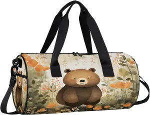 Cute Bear Gym Bag for Women Men Lightweight Weekender Travel Bag Stylish Duffle Bag for Gym Travel Overnight Carry On