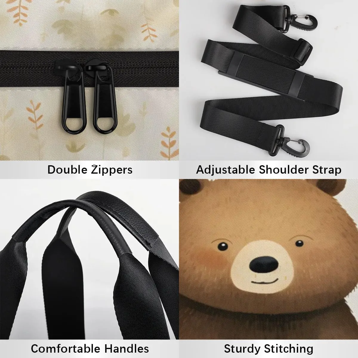 Cute Bear Gym Bag for Women Men Lightweight Weekender Travel Bag Stylish Duffle Bag for Gym Travel Overnight Carry On
