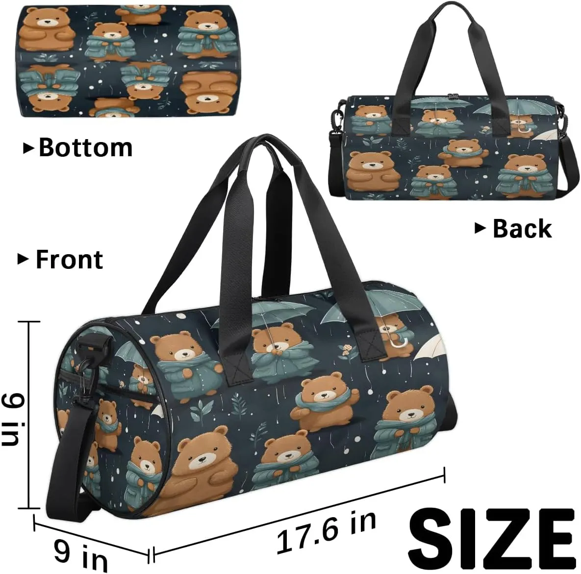 Cute Bears Gym Bag for Women Men Lightweight Weekender Travel Bag Stylish Duffle Bag for Gym Travel Overnight Carry On