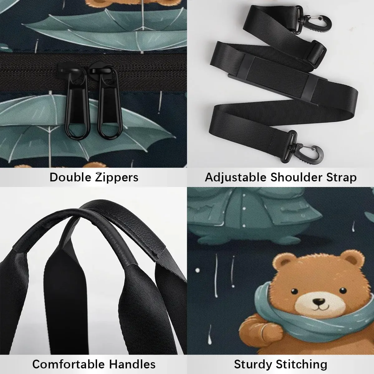 Cute Bears Gym Bag for Women Men Lightweight Weekender Travel Bag Stylish Duffle Bag for Gym Travel Overnight Carry On