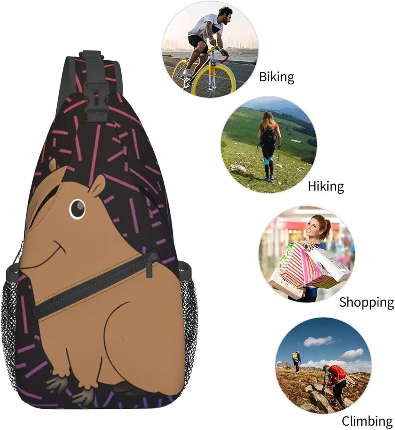 Cute-Capybara-Animal Small Crossbody Backpack Sling Bag For Men Women Mini One Shoulder Chest Bags Gym Sport Travel Hiking Daypack