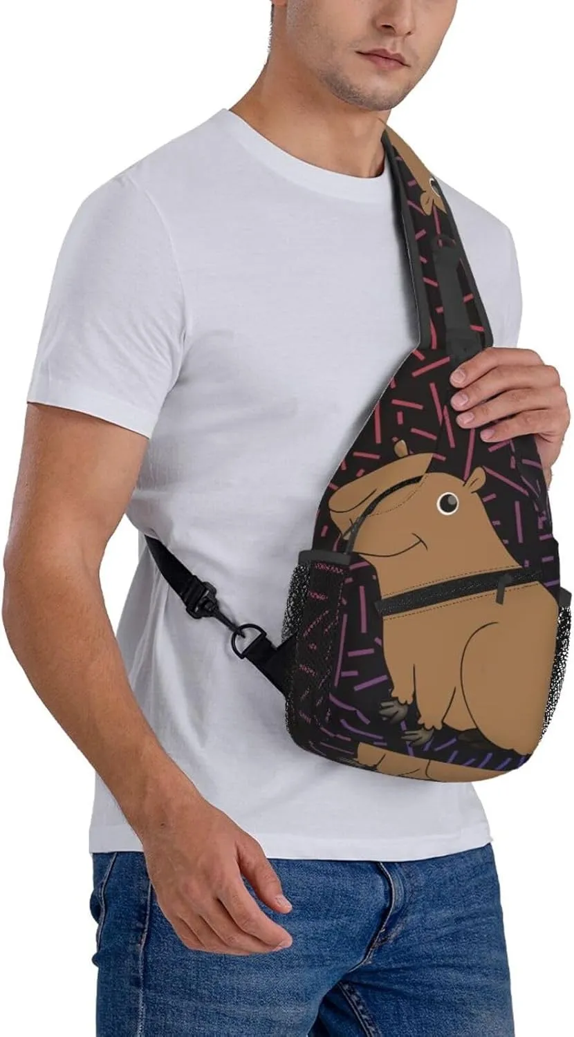 Cute-Capybara-Animal Small Crossbody Backpack Sling Bag For Men Women Mini One Shoulder Chest Bags Gym Sport Travel Hiking Daypack
