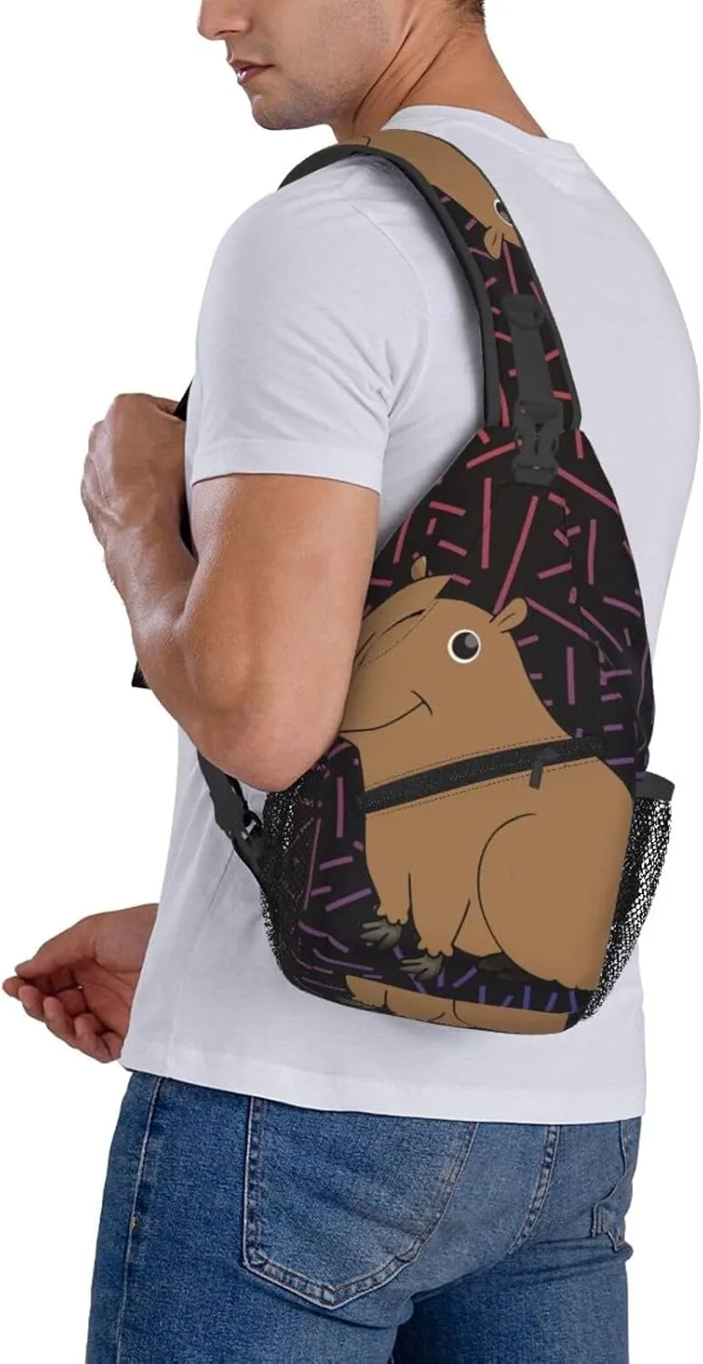 Cute-Capybara-Animal Small Crossbody Backpack Sling Bag For Men Women Mini One Shoulder Chest Bags Gym Sport Travel Hiking Daypack