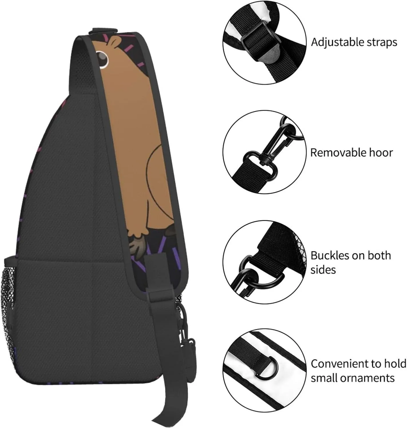 Cute-Capybara-Animal Small Crossbody Backpack Sling Bag For Men Women Mini One Shoulder Chest Bags Gym Sport Travel Hiking Daypack