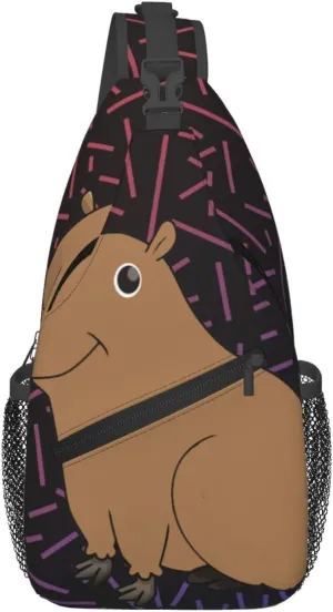 Cute-Capybara-Animal Small Crossbody Backpack Sling Bag For Men Women Mini One Shoulder Chest Bags Gym Sport Travel Hiking Daypack