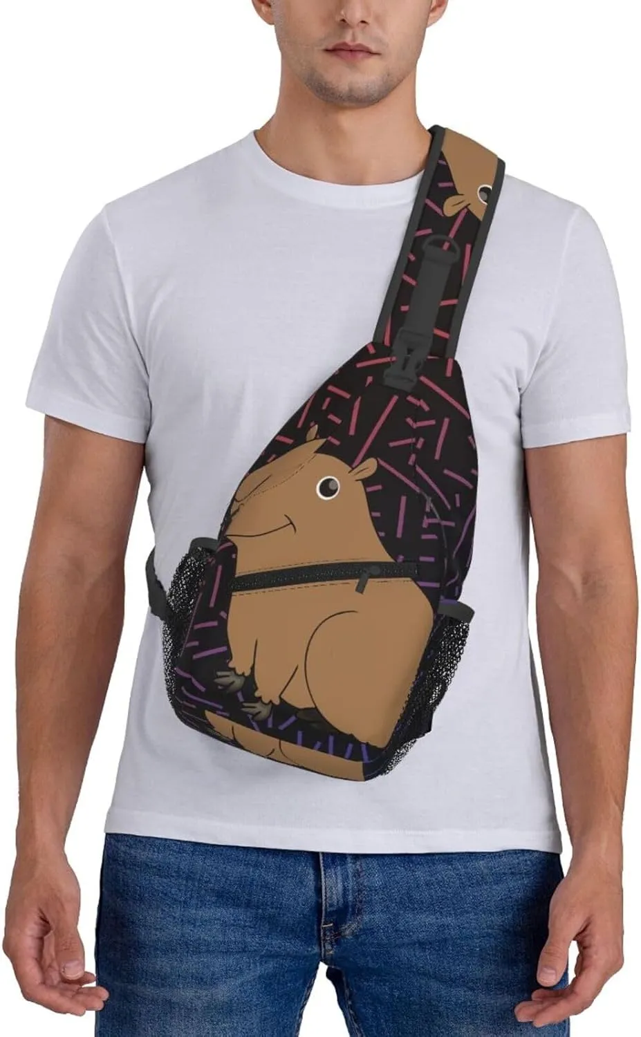 Cute-Capybara-Animal Small Crossbody Backpack Sling Bag For Men Women Mini One Shoulder Chest Bags Gym Sport Travel Hiking Daypack